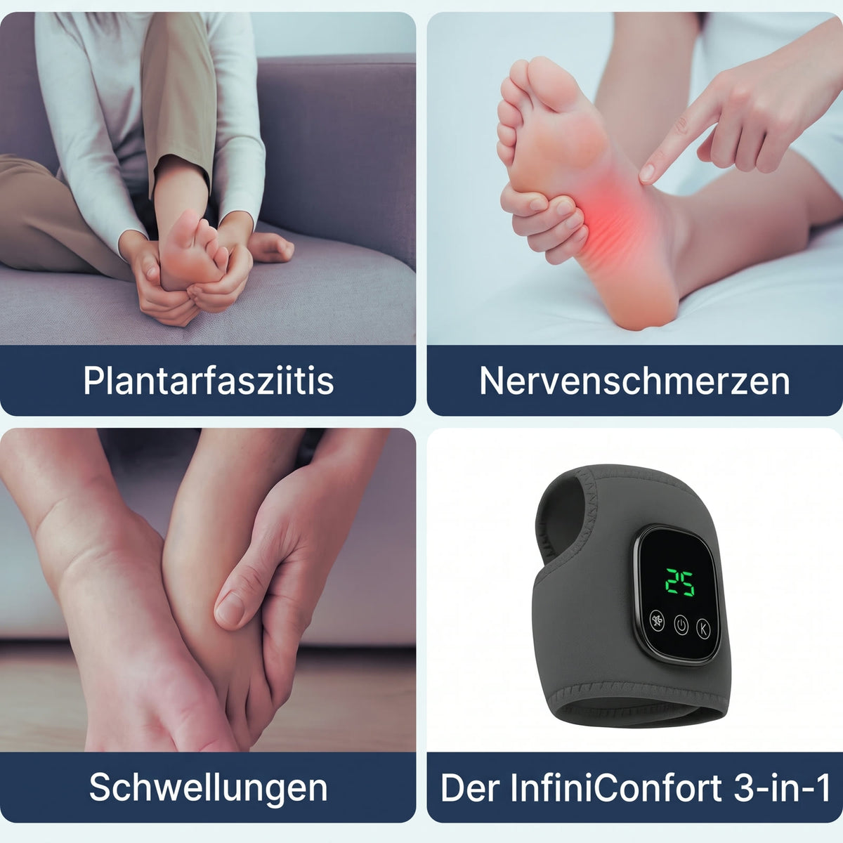 Plantarfasziitis, Nervenschmerzen, Schwellungen